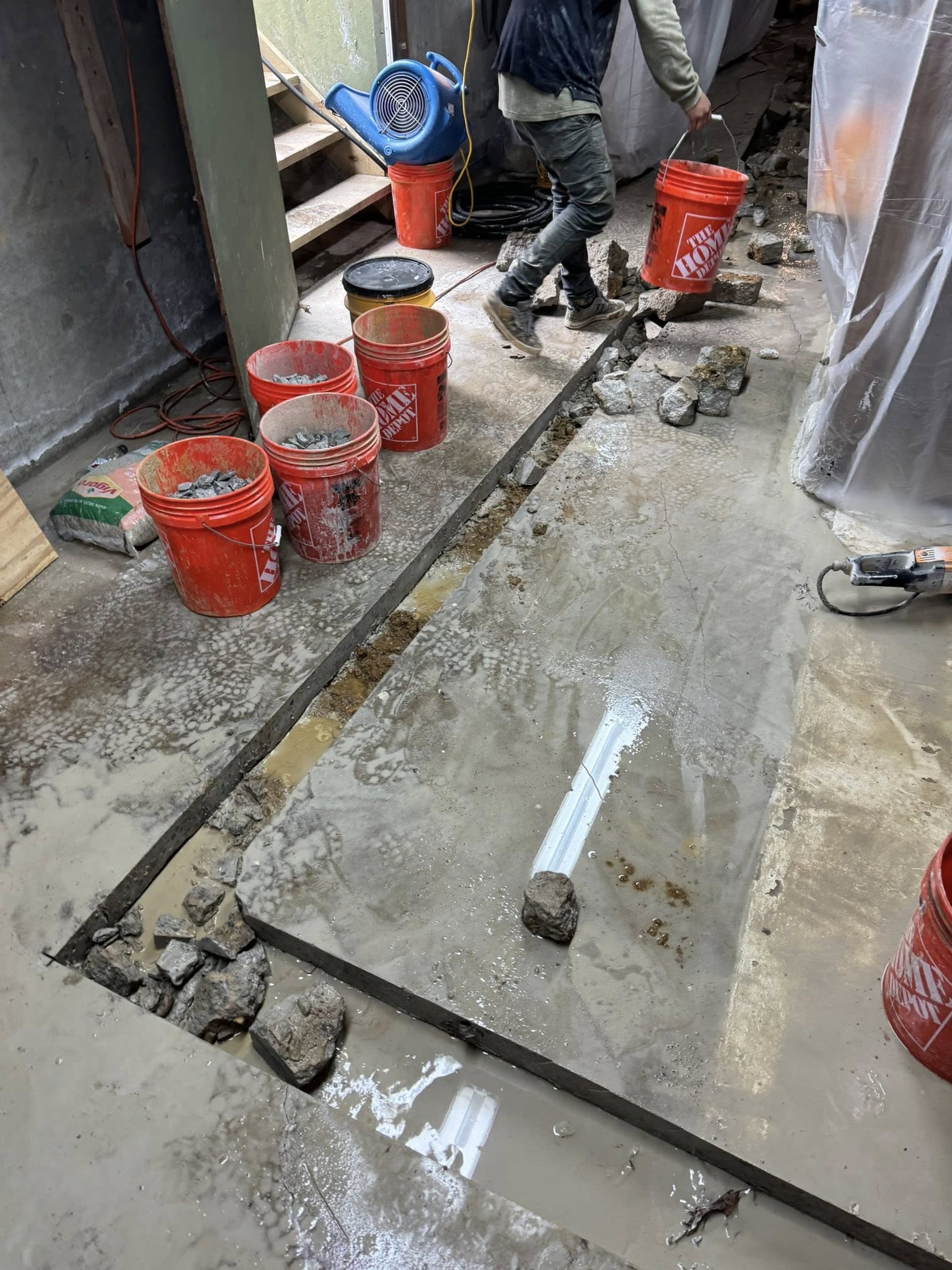 Excavation work during a Sparkle Lake drainage install