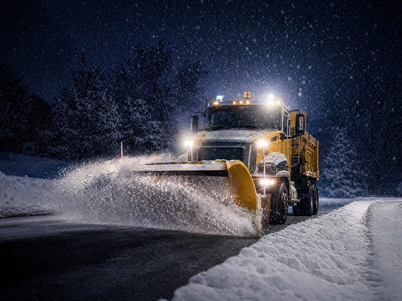 Large commercial lot plowed clear during a Connecticut snowstorm