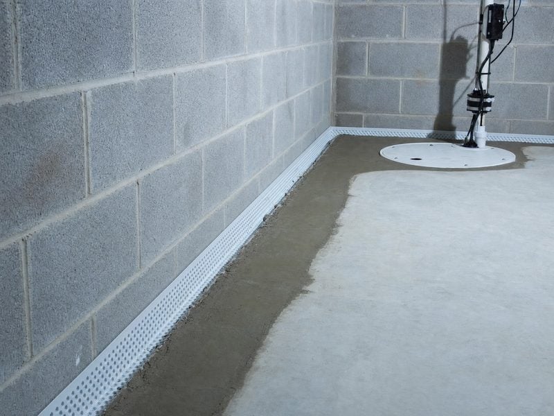 Dry, finished basement after waterproofing in a Connecticut home